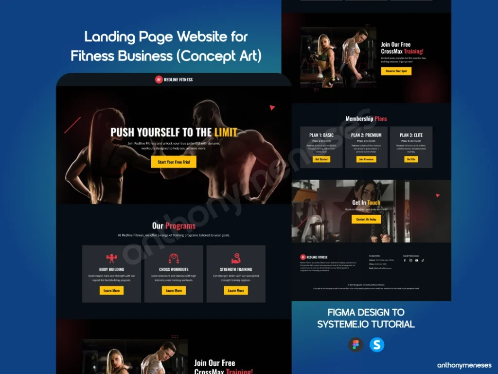 Landing Page Website for Fitness Business (Concept Art) | FIGMA DESIGN TO SYSTEME.IO TUTORIAL by Anthony Meneses