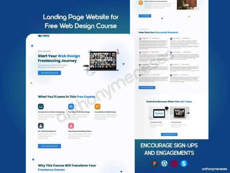 Landing Page Website for Free Web Design Course | ENCOURAGE SIGN-UPS AND ENGAGEMENTS by Anthony Meneses