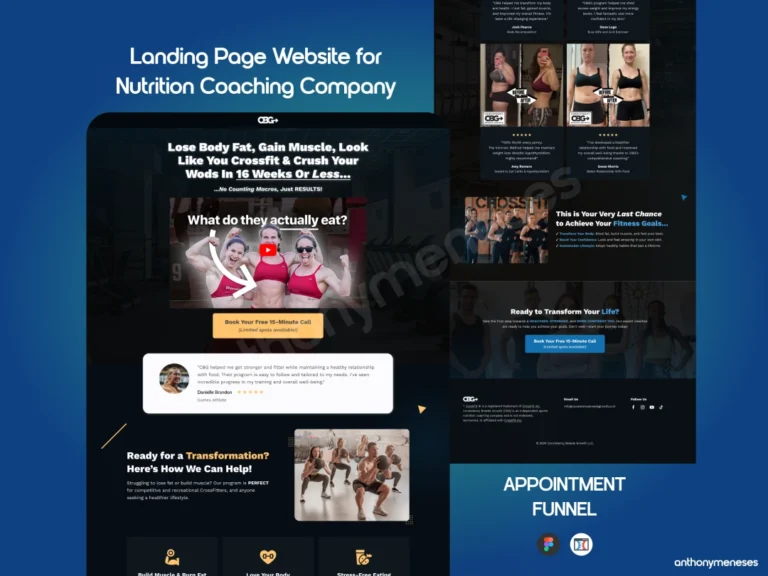 Landing Page Website for Nutrition Coaching Company | APPOINTMENT FUNNEL by Anthony Meneses