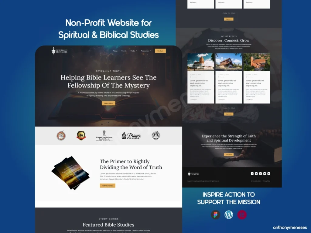 Non-Profit Website for Spiritual & Biblical Studies | INSPIRE ACTION TO SUPPORT THE MISSION by Anthony Meneses